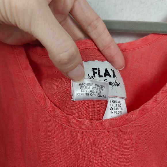 Flax‎ Linen Maxi Dress Womens Small Orange Sleeveless Beachy Lightweight Boho - Picture 8 of 9